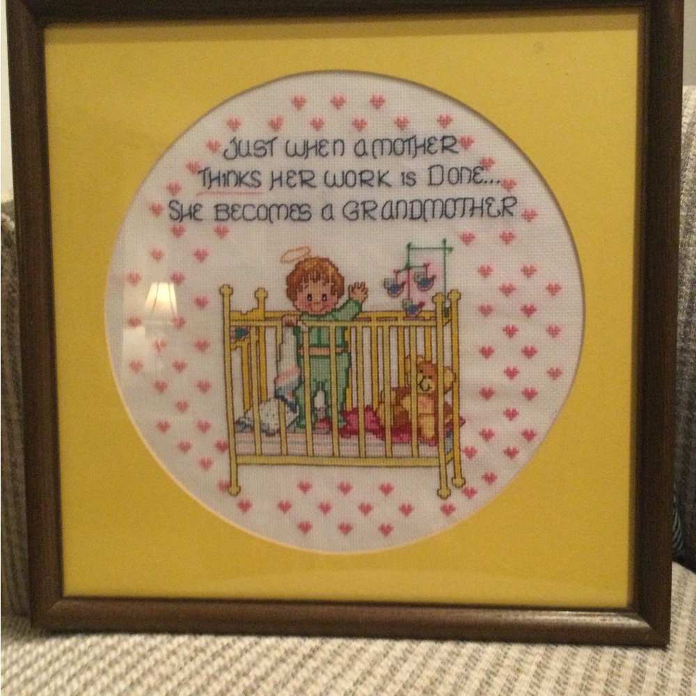 Framed Cross Stich ’ Grandmothers Work ‘